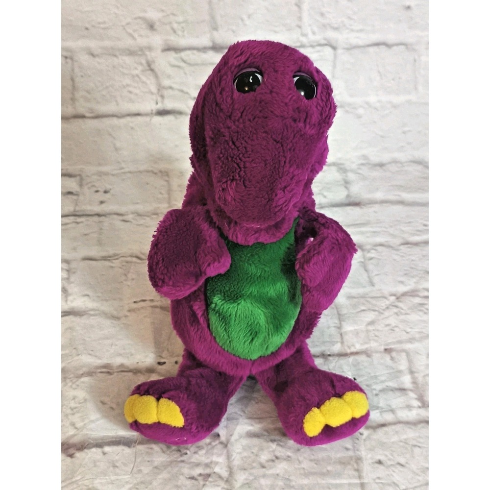 1992 BARNEY Puppet Purple Dinosaur‎ Stuffed Animal 13" Plush Lyons Golden Bear